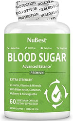 NuBest Blood Sugar vegetarian capsules nutrition facts and ingredients label