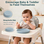 Side profile of Qyeejong toddler plate showing suction base