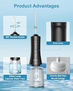 Waterproof Operan dental flosser being used in a bathroom setting demonstrating IPX7 rating.