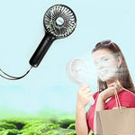 Miady 5000mAh rechargeable fan attached to a wrist lanyard for travel and outdoor security