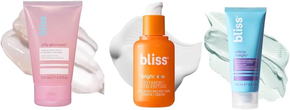 Bliss Brightening Trio set including scrub serum and cleanser
