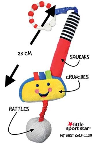 Baby engaging with the rattling golf ball toy