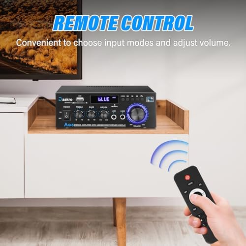 Daakro AK45 home karaoke sound mixer showing two quarter inch microphone inputs and dedicated adjustment dials
