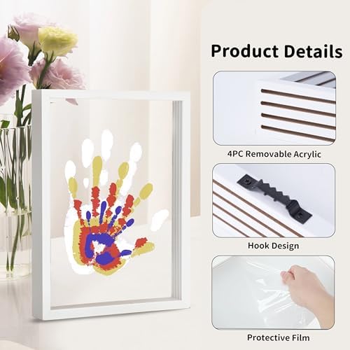 Premium imported family handprint frame kit unboxed on a table with all crafting tools and instruction manual visible.