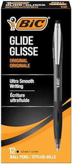 BIC Glide medium point 1.0mm ballpoint pen with rubber grip for comfort