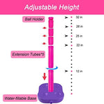 Toddler using Liberry adjustable baseball tee set in pink
