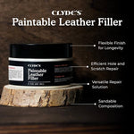 Before and after leather sofa repair using Clydes Leather Filler compound