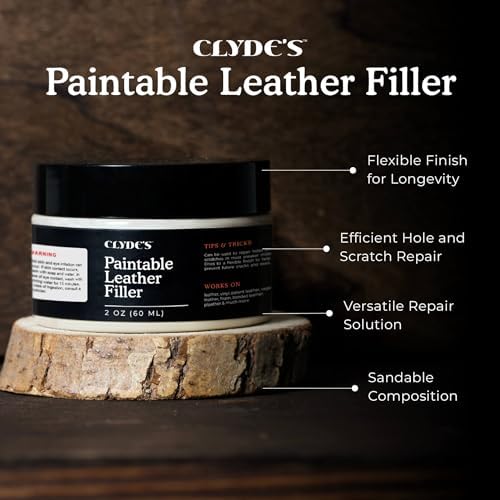 Before and after leather sofa repair using Clydes Leather Filler compound