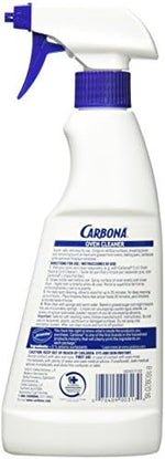 Carbona odorless fume free oven cleaner liqui gel applied to a greasy oven door.