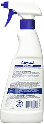 Carbona odorless fume free oven cleaner liqui gel applied to a greasy oven door.