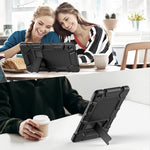 Azzsy matte black high impact case positioned horizontally on a desk using the functional media viewing kickstand.