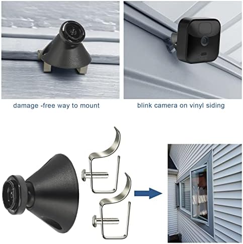 Weatherproof no hole security camera siding hanger being installed into a vinyl panel seam.
