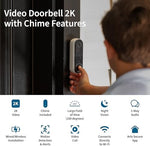Arlo wireless smart doorbell camera mounted on an exterior wall displaying its modern vertical design and camera lens layout.