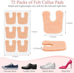 Close up of U-shaped self adhesive callus cushions for foot pain relief.
