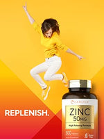 Bioavailable zinc supplement 50 mg for skin health and whole body wellness
