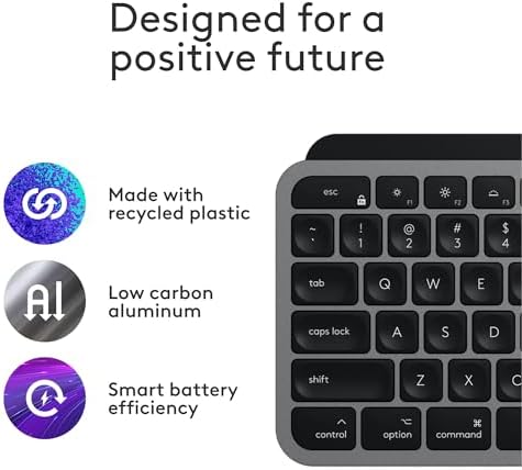 Logitech multi device bluetooth keyboard showing top edge with USB C charging port and power switch details.