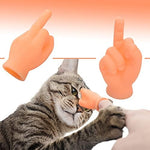 Close up of a soft silicone middle finger puppet showing realistic skin lines and nails