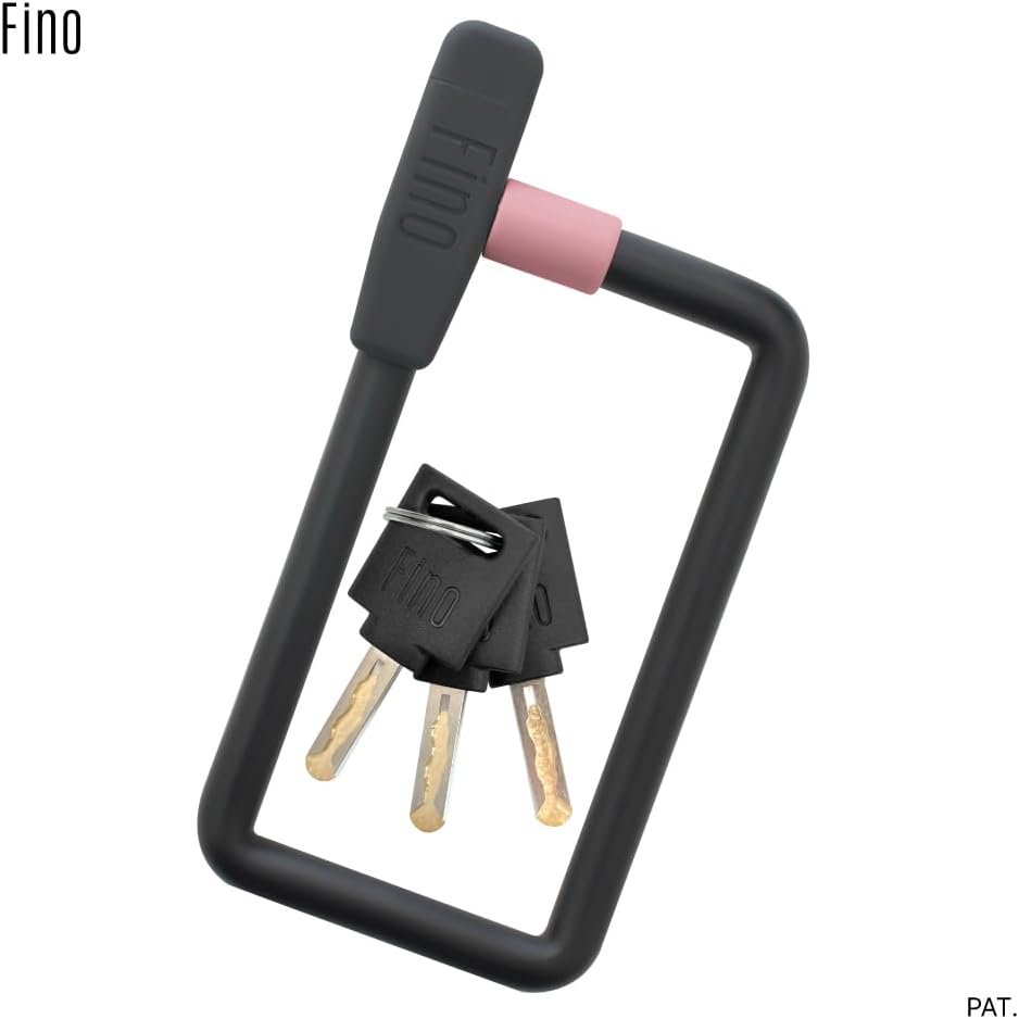 Shiseido Fino light pink e-bike battery lock close-up of pick-resistant wave key