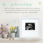 Authentic Tiny Ideas imported pregnancy keepsake displaying the first baby picture for family reveal gatherings.