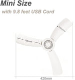 MERCAZOOM mini hanging fan with blue accents showing detached blades