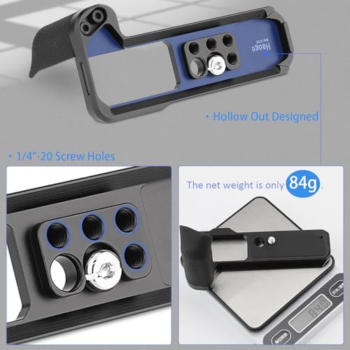 Haoge tactical photography hand grip showing compatibility mounting options for gimbal stabilizers.