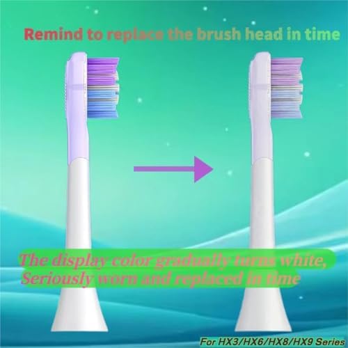 Ten pieces of white and purple replacement heads for electric toothbrush
