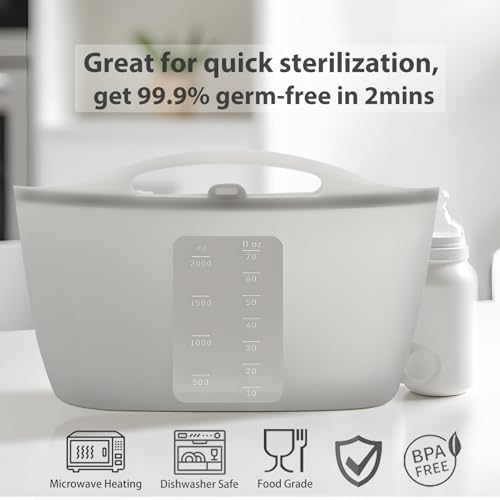 Grey silicone microwave steam bag folded for travel