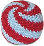 Dirtbag brand crocheted hacky sacks displaying the assorted geometric color patterns from the collection