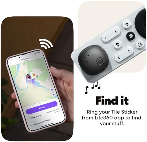 Tile Mate tracker with built-in loop attached securely to a set of house keys.