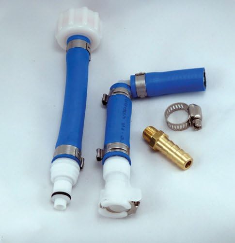 Atlantis Quick Snap Personal Watercraft Flush Kit front view showing brass hose fitting and stainless steel clamps for Kawasaki Jet Skis.