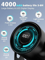 Biswitif portable table fan angled view highlighting the premium rotary speed control dial and compact frame.