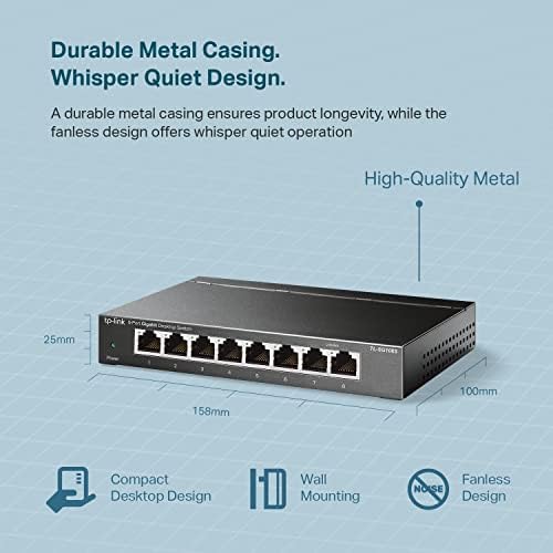 TP-Link internet splitter displaying wall mount slots on durable metal housing panel