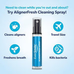 EverSmile portable aligner cleaner spray showing pocket-sized travel bottle.