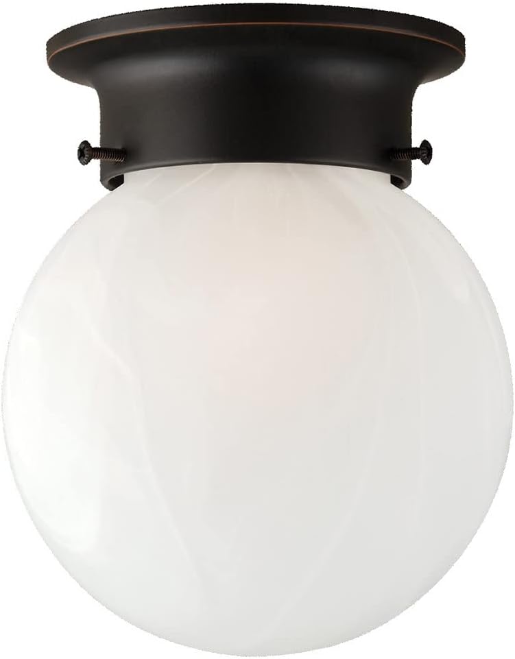 Design House Millbridge Globe 6 Inch Diameter Indoor Ceiling Light Fixture with Pull Chain, for Bedroom, Hallway, Closet & Dining Room, Opal Glass, White, 510040 | Dimmable, Ceiling Mount, Traditional, Steel, Lighting, 510040 - Image 13