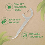 Natural eco friendly dental flossers for plaque removal close up.