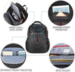 KROSER premium business rucksack showing internal organizing pockets and RFID blocking section