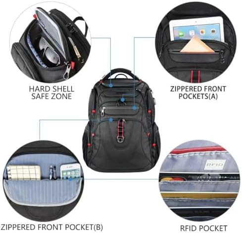 KROSER premium business rucksack showing internal organizing pockets and RFID blocking section