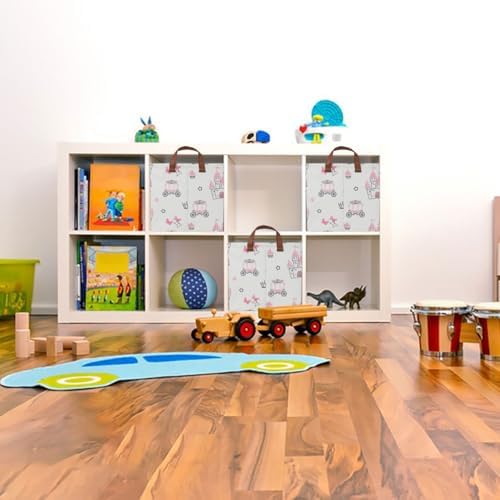HKEC kids room organizer basket filled with children books and soft toys on a nursery shelf