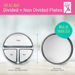 Elk and Friends plate set showing silicone sleeve and airtight lid