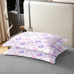 Detailed texture shot of the breathable 100 percent natural cotton fabric used in this girls bedding set.