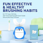 Renaelelife automatic children toothbrush highlighting the soft food-grade silicone mouthpiece.