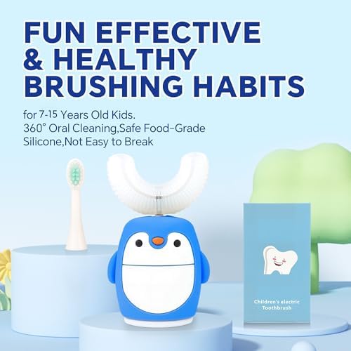 Renaelelife automatic children toothbrush highlighting the soft food-grade silicone mouthpiece.