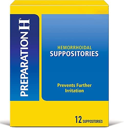 Preparation H Hemorrhoidal Suppositories box side showing active ingredients