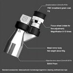 Side angle view of the silver metal miniature telescope highlighting its lightweight travel design