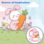 Duannick pink rabbit teething ring for infants showing textured sensory bumps for gum relief.