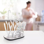 Top down view of organized Philips Avent bottle drying station