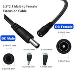 Dianrui 12V extension cord set with male and female power jack adapters laid out on a clean background.
