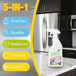 Two bottles of Conloquen stainless steel cleaner with cleaning accessories
