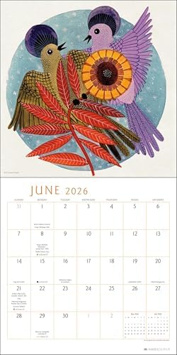 Feathered Friends 2026 Wall Calendar: Watercolor Bird Illustrations - Image 4