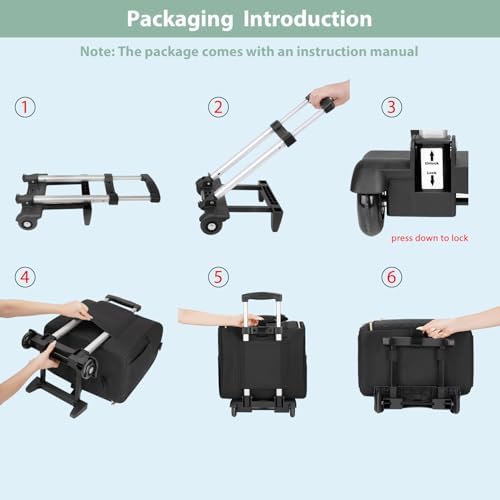 MATEIN rolling briefcase showing the detachable cart mechanism and telescopic handle.
